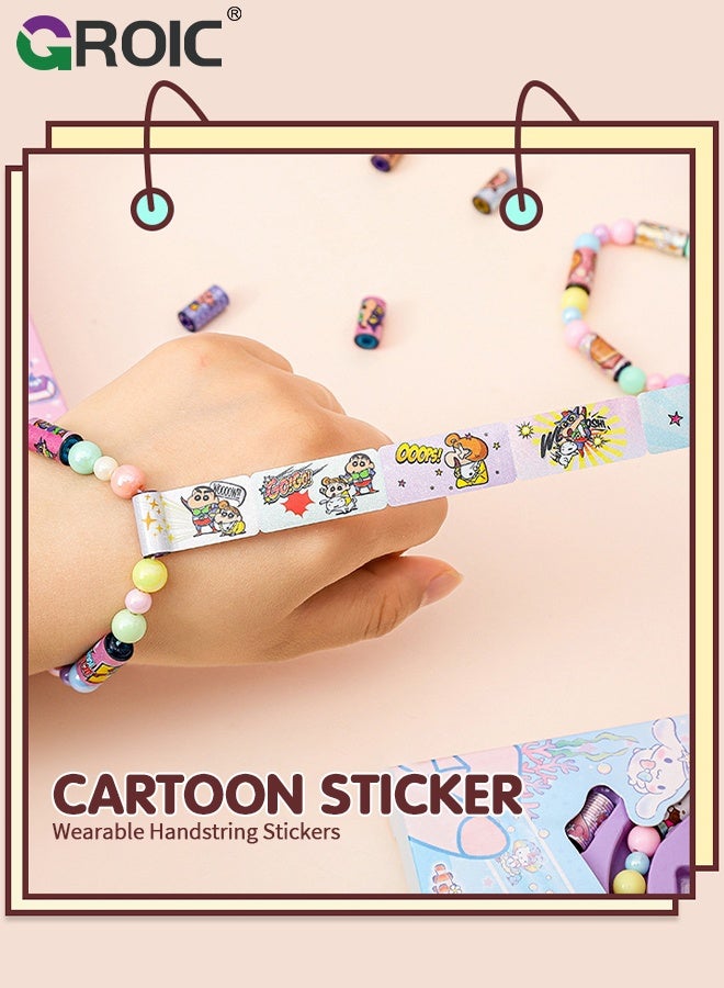 GROIC 2 PCS DIY Bracelets Sticker, Wearable Shareable Stickers with Sticker Book, DIY Jewelry Crafts for Girls, Gift for Girls, Mystery Reveal Sticki Rolls, Sticker String Fun DIY Bracelet and Necklace Making Kit - Image 2